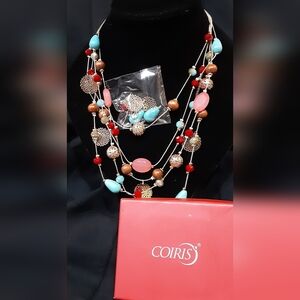 Multicolor Beaded Necklace & Earrings J124